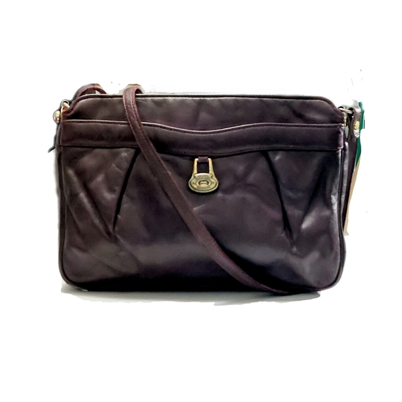Etienne Aigner Handbags - Etienne Aigner Vtg Womens Oxblood Leather Front Slip Pocket Zip Shoulder Bag